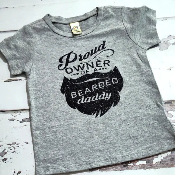 Gray Kids T-Shirt - Proud Owner of a Bearded Daddy - Picture 1 of 3
